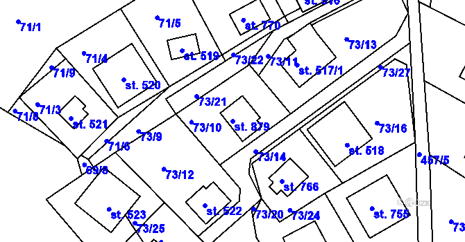 Parcela st. 879 v KÚ Sýkořice, Katastrální mapa