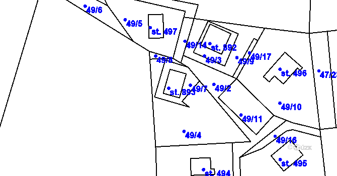 Parcela st. 893 v KÚ Sýkořice, Katastrální mapa