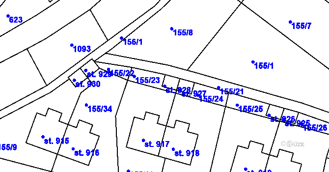 Parcela st. 928 v KÚ Sýkořice, Katastrální mapa