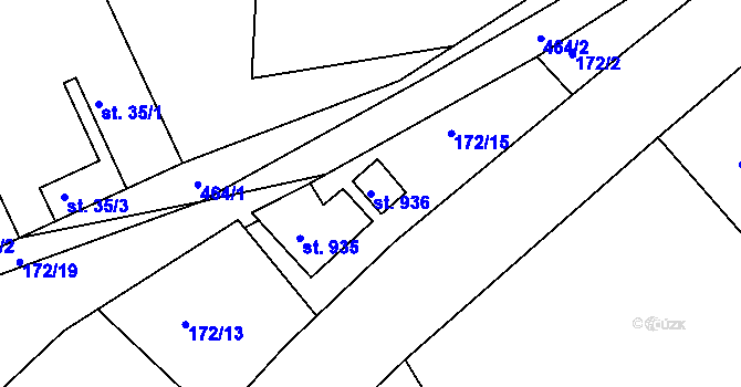 Parcela st. 936 v KÚ Sýkořice, Katastrální mapa