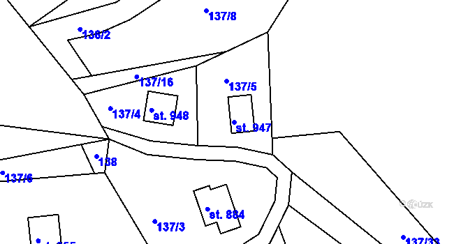 Parcela st. 947 v KÚ Sýkořice, Katastrální mapa