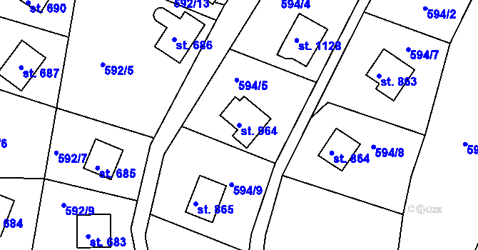 Parcela st. 964 v KÚ Sýkořice, Katastrální mapa