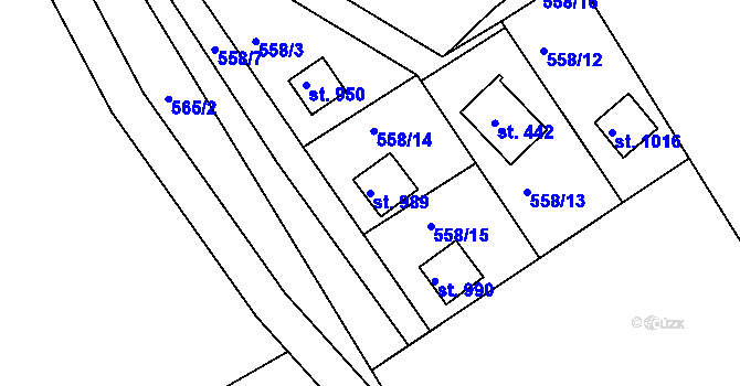 Parcela st. 989 v KÚ Sýkořice, Katastrální mapa