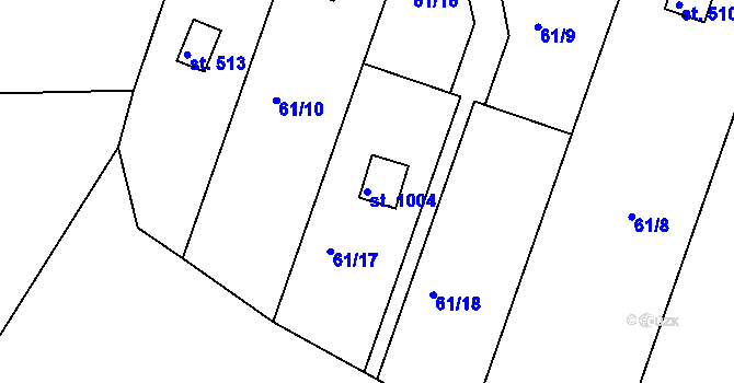 Parcela st. 1004 v KÚ Sýkořice, Katastrální mapa