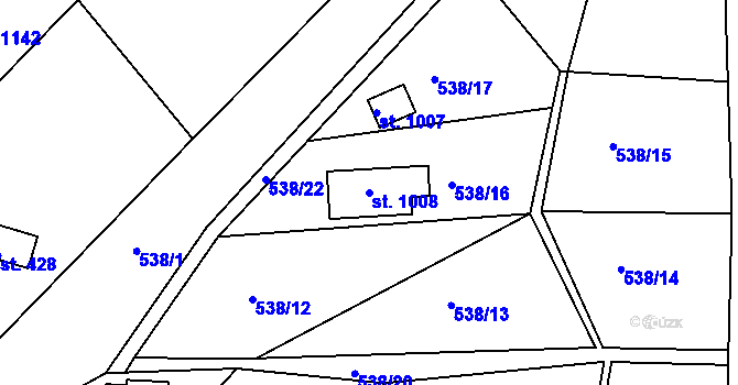 Parcela st. 1008 v KÚ Sýkořice, Katastrální mapa