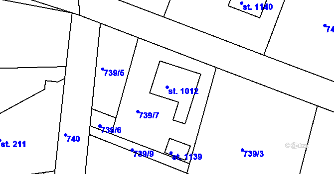 Parcela st. 1012 v KÚ Sýkořice, Katastrální mapa