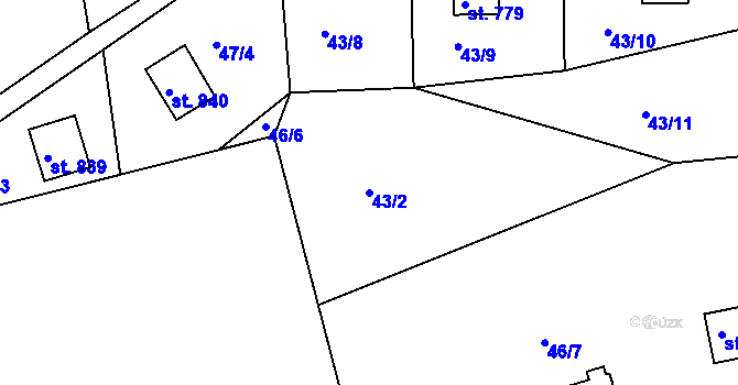 Parcela st. 43/2 v KÚ Sýkořice, Katastrální mapa