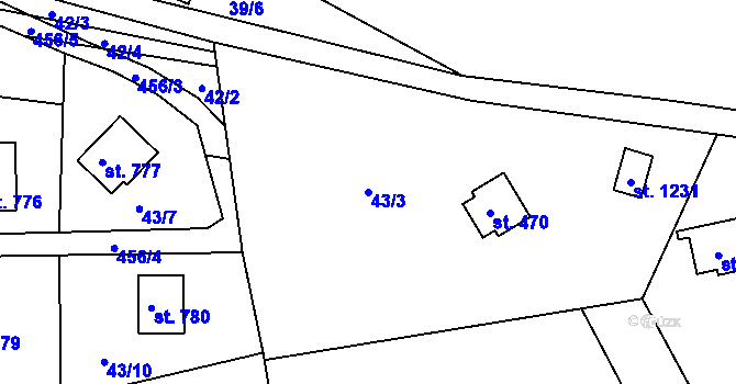 Parcela st. 43/3 v KÚ Sýkořice, Katastrální mapa