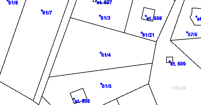 Parcela st. 61/4 v KÚ Sýkořice, Katastrální mapa