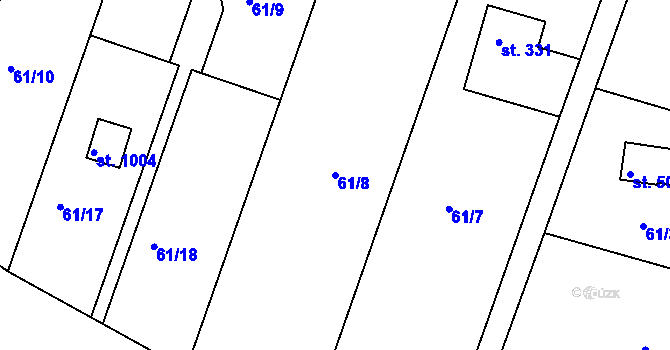 Parcela st. 61/8 v KÚ Sýkořice, Katastrální mapa