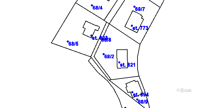 Parcela st. 68/2 v KÚ Sýkořice, Katastrální mapa
