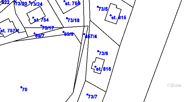 Parcela st. 73/6 v KÚ Sýkořice, Katastrální mapa