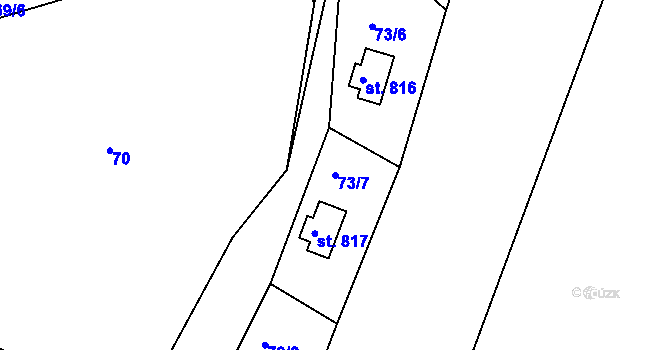 Parcela st. 73/7 v KÚ Sýkořice, Katastrální mapa