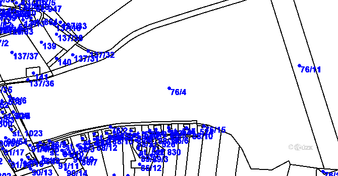 Parcela st. 76/4 v KÚ Sýkořice, Katastrální mapa