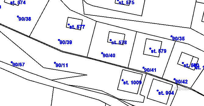 Parcela st. 90/40 v KÚ Sýkořice, Katastrální mapa
