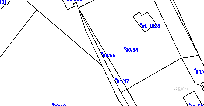 Parcela st. 90/55 v KÚ Sýkořice, Katastrální mapa