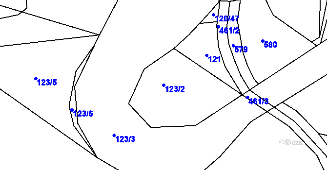 Parcela st. 123/2 v KÚ Sýkořice, Katastrální mapa