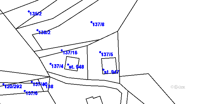 Parcela st. 137/5 v KÚ Sýkořice, Katastrální mapa