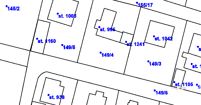 Parcela st. 149/4 v KÚ Sýkořice, Katastrální mapa