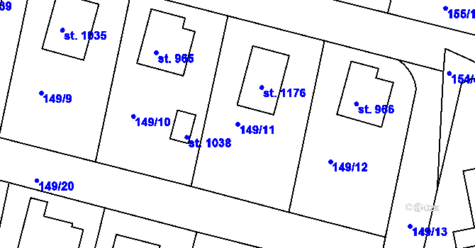 Parcela st. 149/11 v KÚ Sýkořice, Katastrální mapa