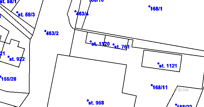 Parcela st. 168/12 v KÚ Sýkořice, Katastrální mapa