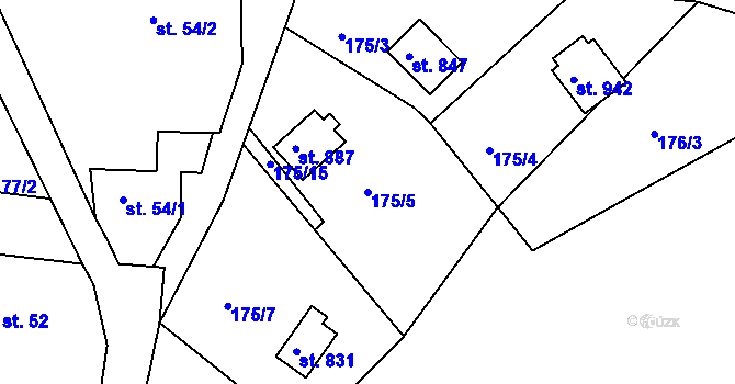 Parcela st. 175/5 v KÚ Sýkořice, Katastrální mapa