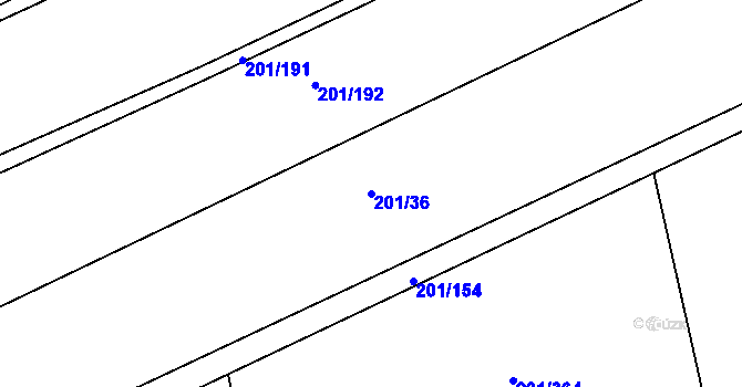 Parcela st. 201/36 v KÚ Sýkořice, Katastrální mapa