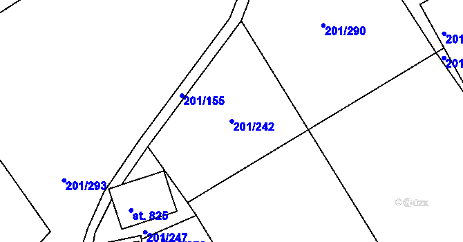 Parcela st. 201/242 v KÚ Sýkořice, Katastrální mapa