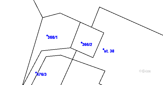 Parcela st. 366/2 v KÚ Sýkořice, Katastrální mapa