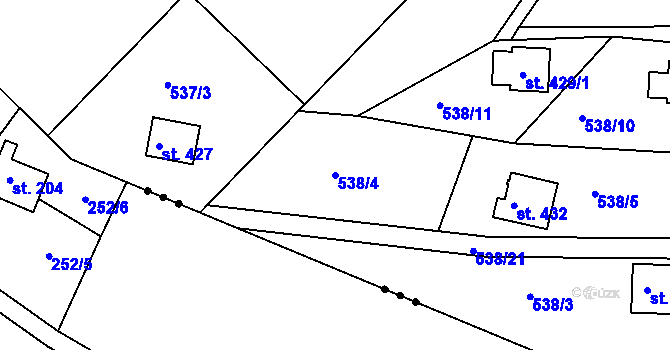 Parcela st. 538/4 v KÚ Sýkořice, Katastrální mapa