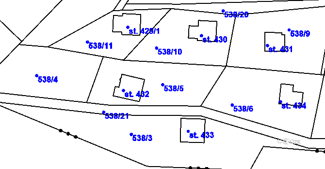 Parcela st. 538/5 v KÚ Sýkořice, Katastrální mapa