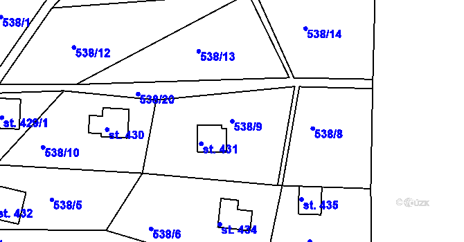 Parcela st. 538/9 v KÚ Sýkořice, Katastrální mapa