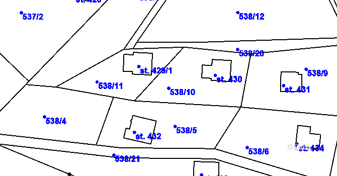 Parcela st. 538/10 v KÚ Sýkořice, Katastrální mapa