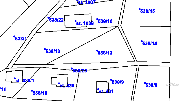 Parcela st. 538/13 v KÚ Sýkořice, Katastrální mapa
