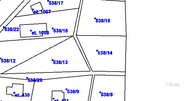 Parcela st. 538/14 v KÚ Sýkořice, Katastrální mapa