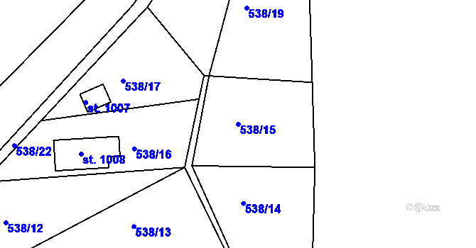 Parcela st. 538/15 v KÚ Sýkořice, Katastrální mapa