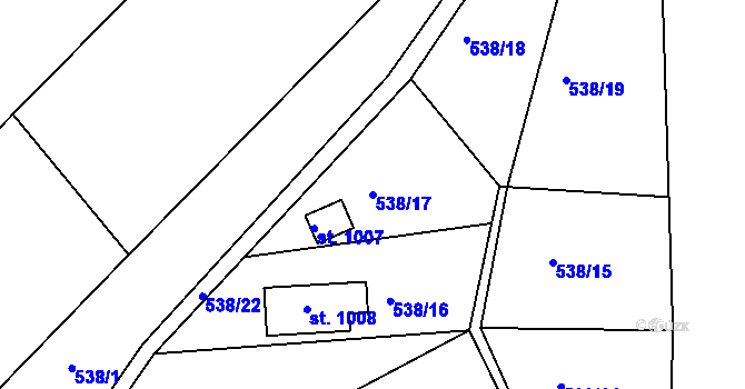 Parcela st. 538/17 v KÚ Sýkořice, Katastrální mapa