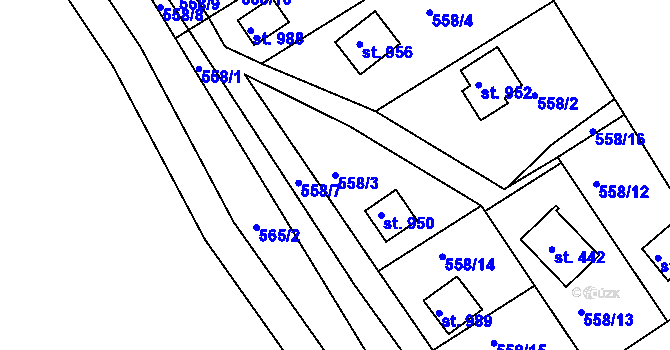 Parcela st. 558/3 v KÚ Sýkořice, Katastrální mapa