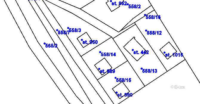 Parcela st. 558/14 v KÚ Sýkořice, Katastrální mapa