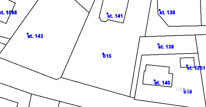 Parcela st. 615 v KÚ Sýkořice, Katastrální mapa