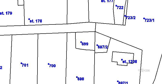 Parcela st. 699 v KÚ Sýkořice, Katastrální mapa
