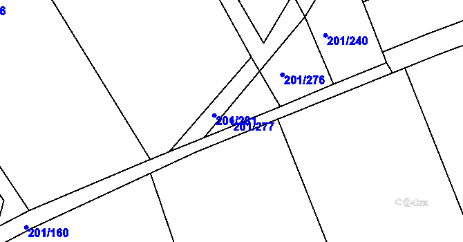 Parcela st. 201/277 v KÚ Sýkořice, Katastrální mapa