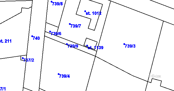 Parcela st. 1139 v KÚ Sýkořice, Katastrální mapa