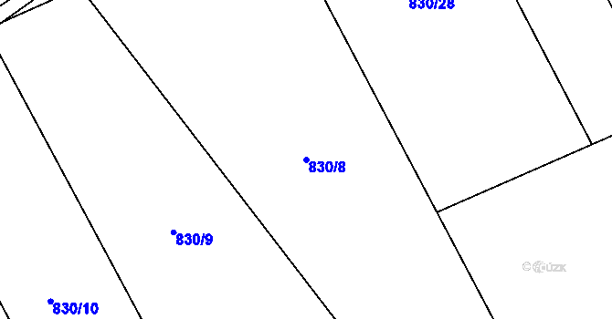 Parcela st. 830/8 v KÚ Sýkořice, Katastrální mapa