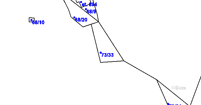 Parcela st. 73/33 v KÚ Sýkořice, Katastrální mapa
