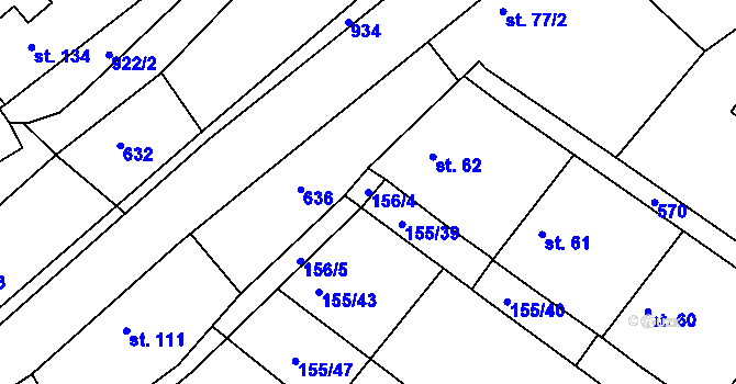 Parcela st. 156/4 v KÚ Sýkořice, Katastrální mapa