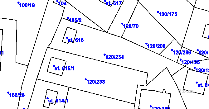 Parcela st. 120/234 v KÚ Sýkořice, Katastrální mapa