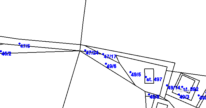 Parcela st. 47/17 v KÚ Sýkořice, Katastrální mapa