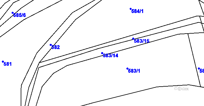 Parcela st. 583/14 v KÚ Sýkořice, Katastrální mapa