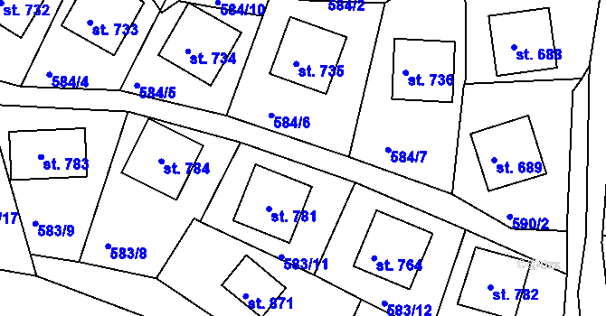 Parcela st. 583/10 v KÚ Sýkořice, Katastrální mapa